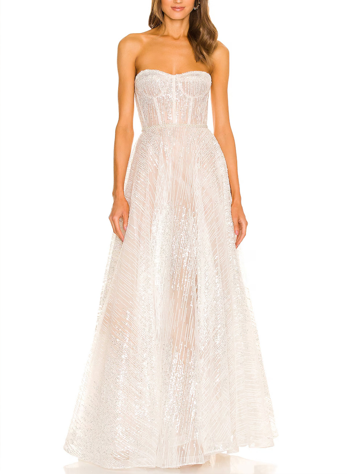 A-Line Sweetheart Sleeveless Floor-Length Chiffon/Lace Evening Dresses