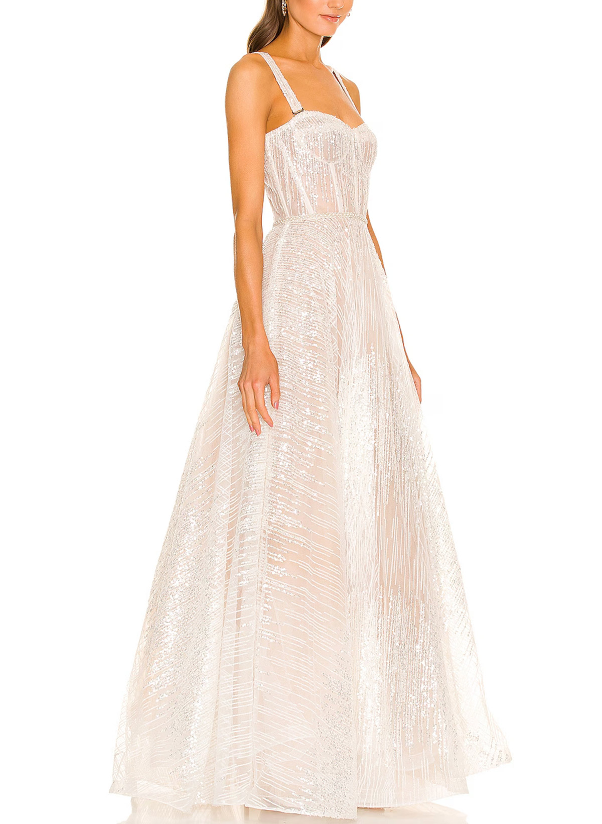A-Line Sweetheart Sleeveless Floor-Length Chiffon/Lace Evening Dresses