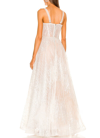 A-Line Sweetheart Sleeveless Floor-Length Chiffon/Lace Evening Dresses