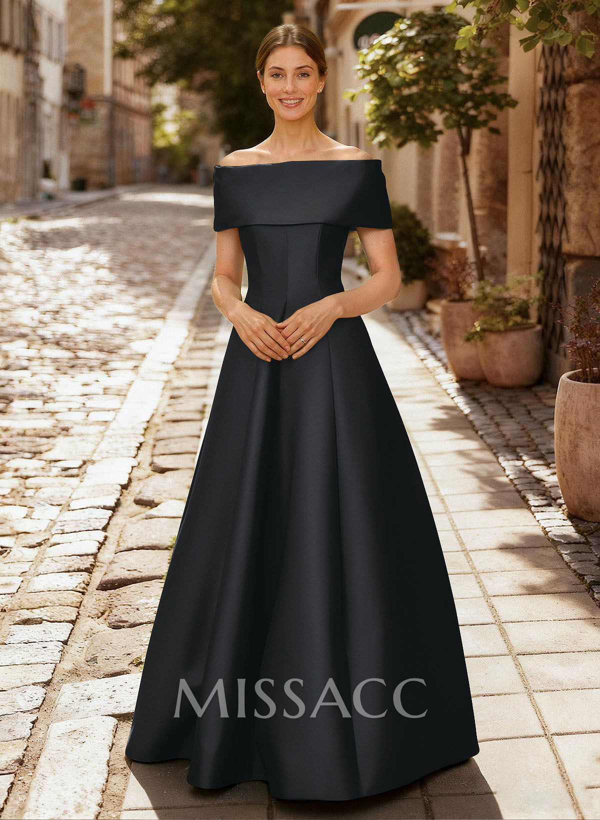 A-Line Off-The-Shoulder Sleeveless Floor-Length Evening Dresses