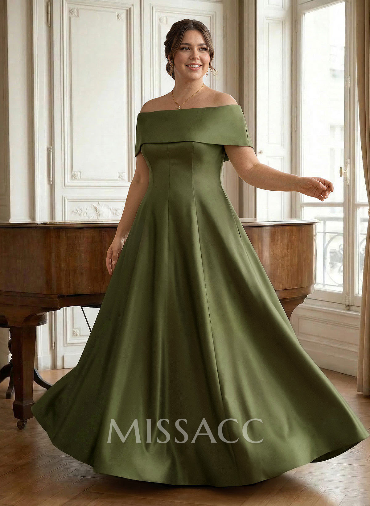 A-Line Off-The-Shoulder Sleeveless Floor-Length Evening Dresses
