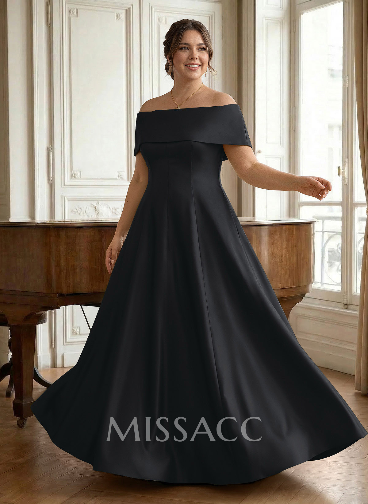 A-Line Off-The-Shoulder Sleeveless Floor-Length Evening Dresses