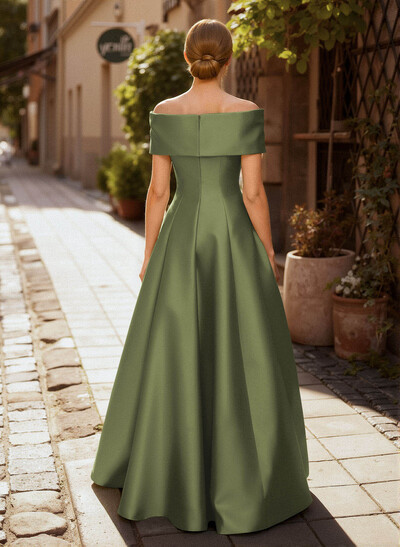 A-Line Off-The-Shoulder Sleeveless Floor-Length Evening Dresses
