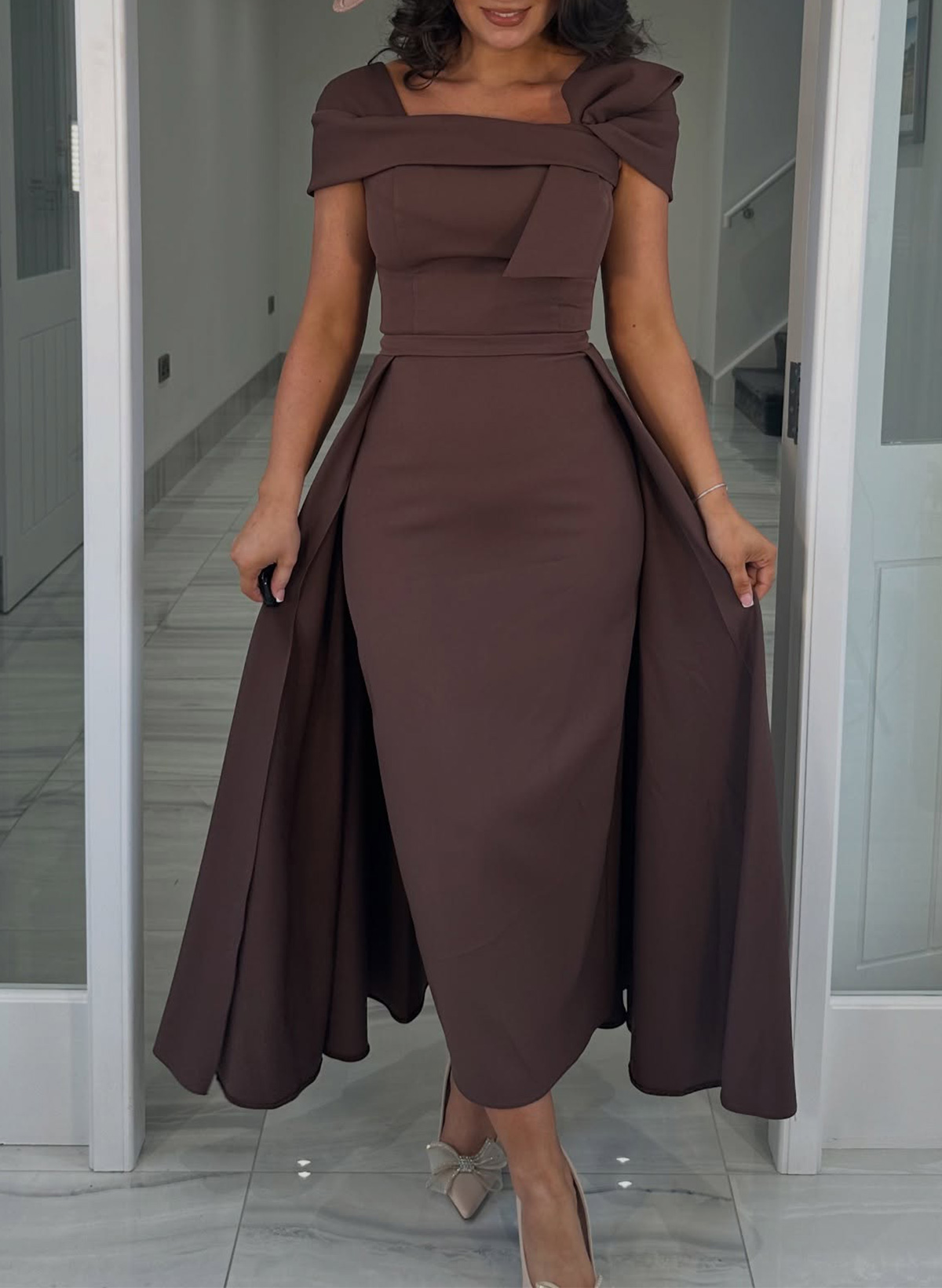 Trumpet/Mermaid Ankle-Length Elastic Satin Evening Dresses With Overskirt Dress