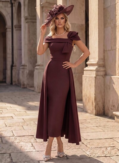 Trumpet/Mermaid Ankle-Length Elastic Satin Evening Dresses With Overskirt Dress