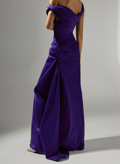 Elegant Sheath/Column Asymmetrical Sleeveless Sweep Train Satin Evening Dresses