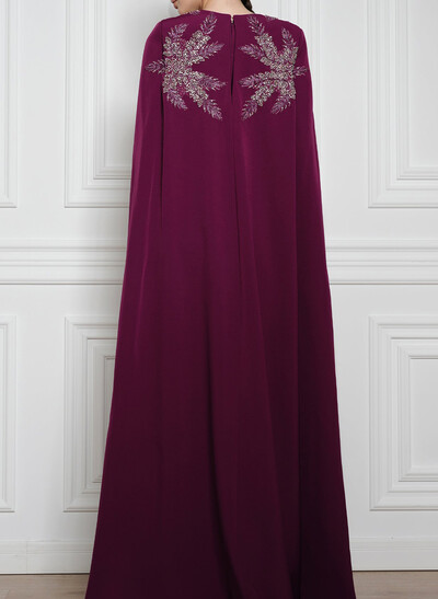 Trumpet/Mermaid V-Neck Cape Sleeves Sweep Train Elastic Satin Evening Dresses With Flower(s)