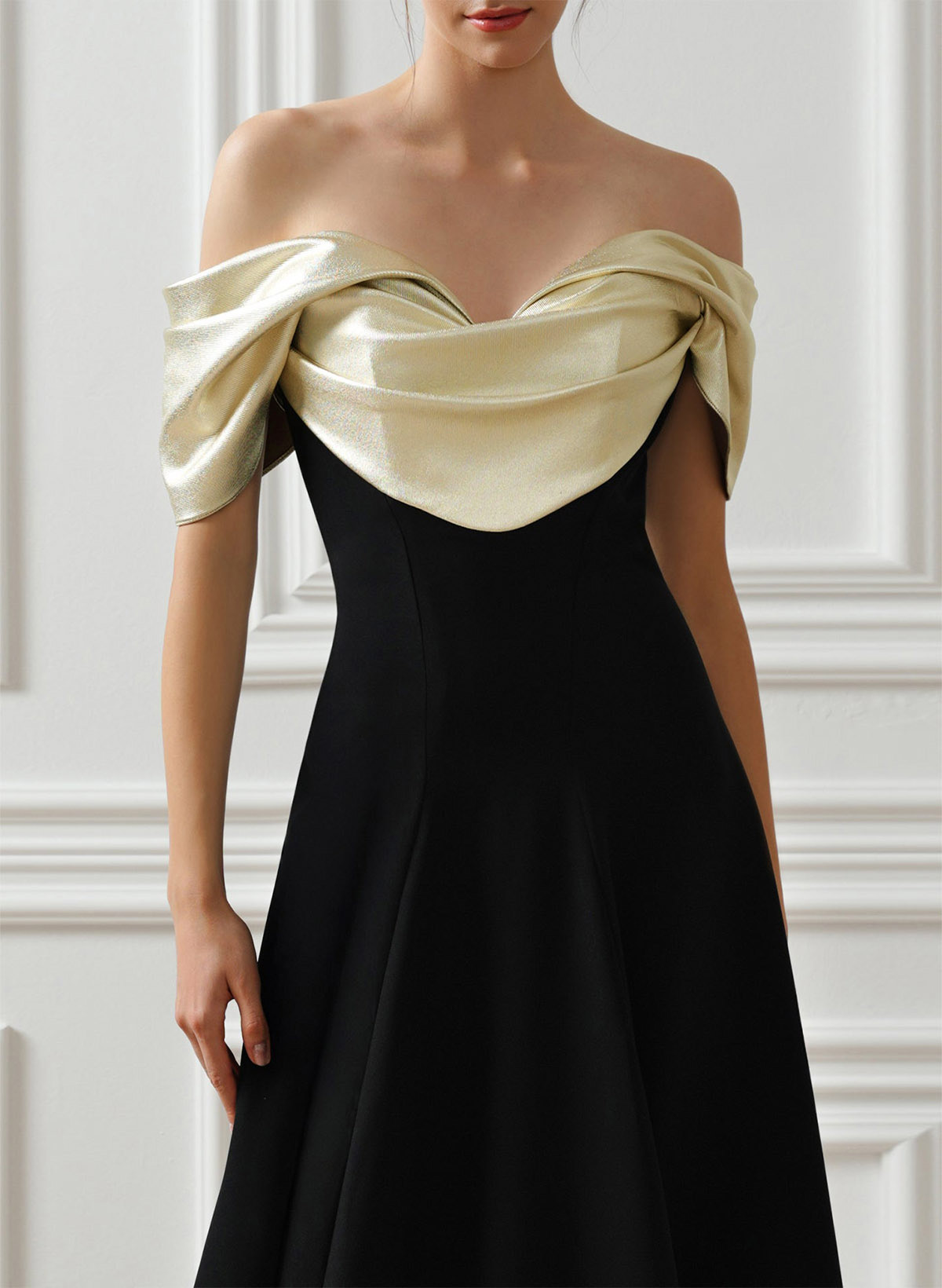 A-Line Off-The-Shoulder Sleeveless Sweep Train Elastic Satin/Stretch Satin Knit Evening Dresses