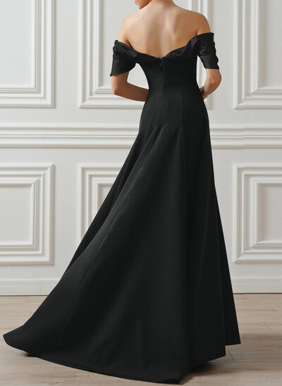 A-Line Off-The-Shoulder Sleeveless Sweep Train Elastic Satin/Stretch Satin Knit Evening Dresses