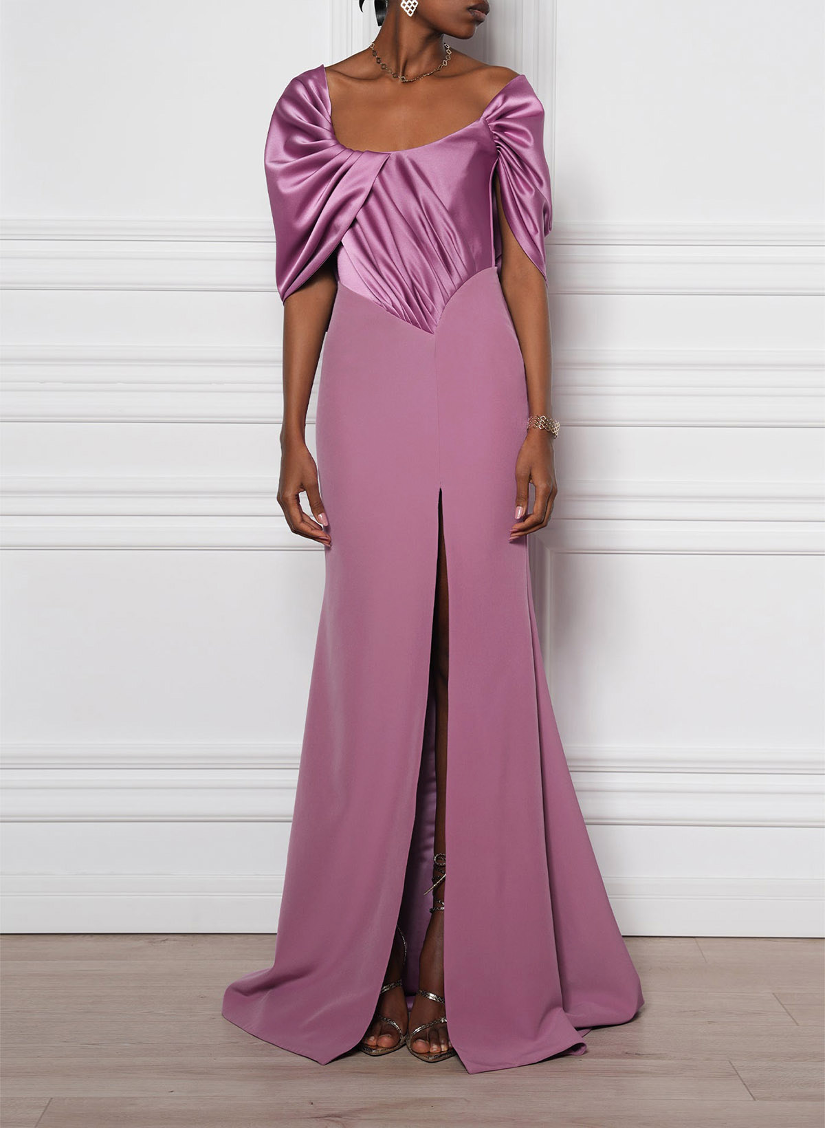 Trumpet/Mermaid Asymmetrical Sweep Train Satin/Elastic Satin Evening Dresses With High Split