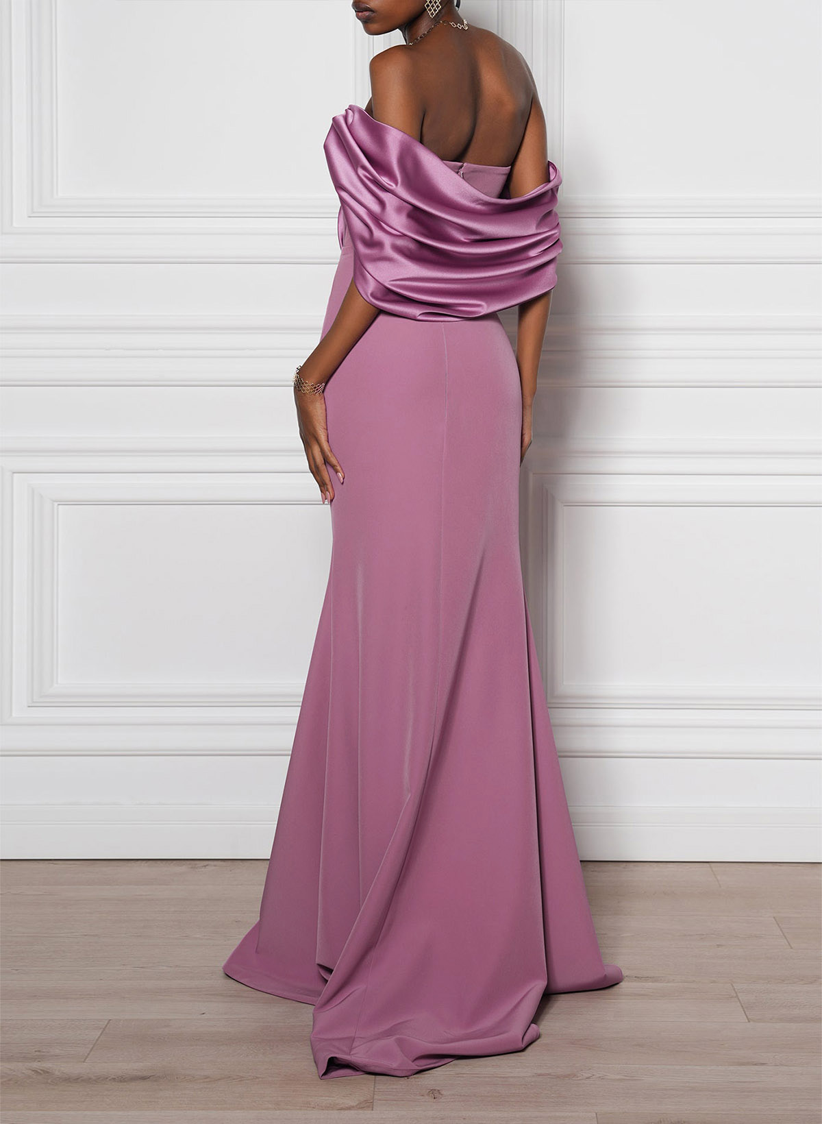Trumpet/Mermaid Asymmetrical Sweep Train Satin/Elastic Satin Evening Dresses With High Split