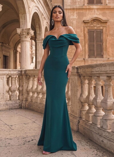 Elegant Trumpet/Mermaid Off-The-Shoulder Sweep Train Elastic Satin Evening Dresses