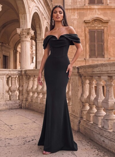 Elegant Trumpet/Mermaid Off-The-Shoulder Sweep Train Elastic Satin Evening Dresses