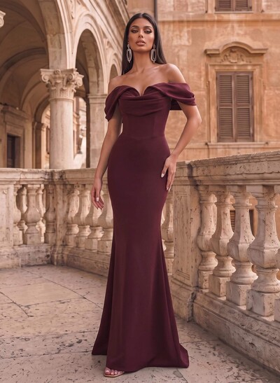 Elegant Trumpet/Mermaid Off-The-Shoulder Sweep Train Elastic Satin Evening Dresses