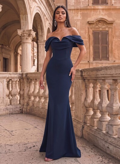Elegant Trumpet/Mermaid Off-The-Shoulder Sweep Train Elastic Satin Evening Dresses