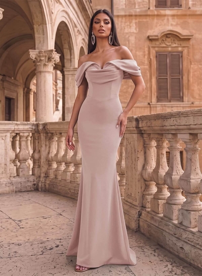 Elegant Trumpet/Mermaid Off-The-Shoulder Sweep Train Elastic Satin Evening Dresses