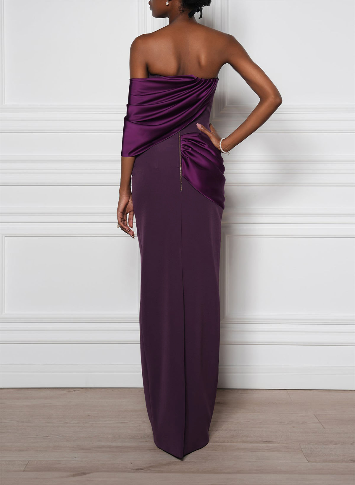 Sheath/Column Strapless Floor-Length Silk Like Satin/Elastic Satin Evening Dresses