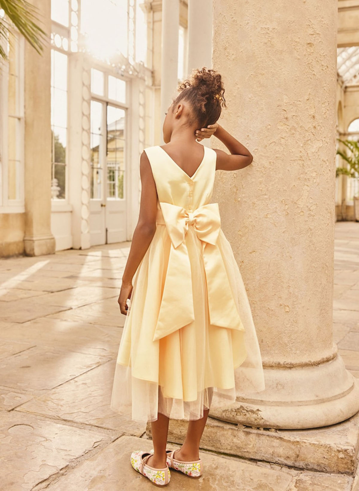 A-Line Scoop Neck Sleeveless Tea-Length Satin/Tulle Flower Girl Dresses With Bow(s)