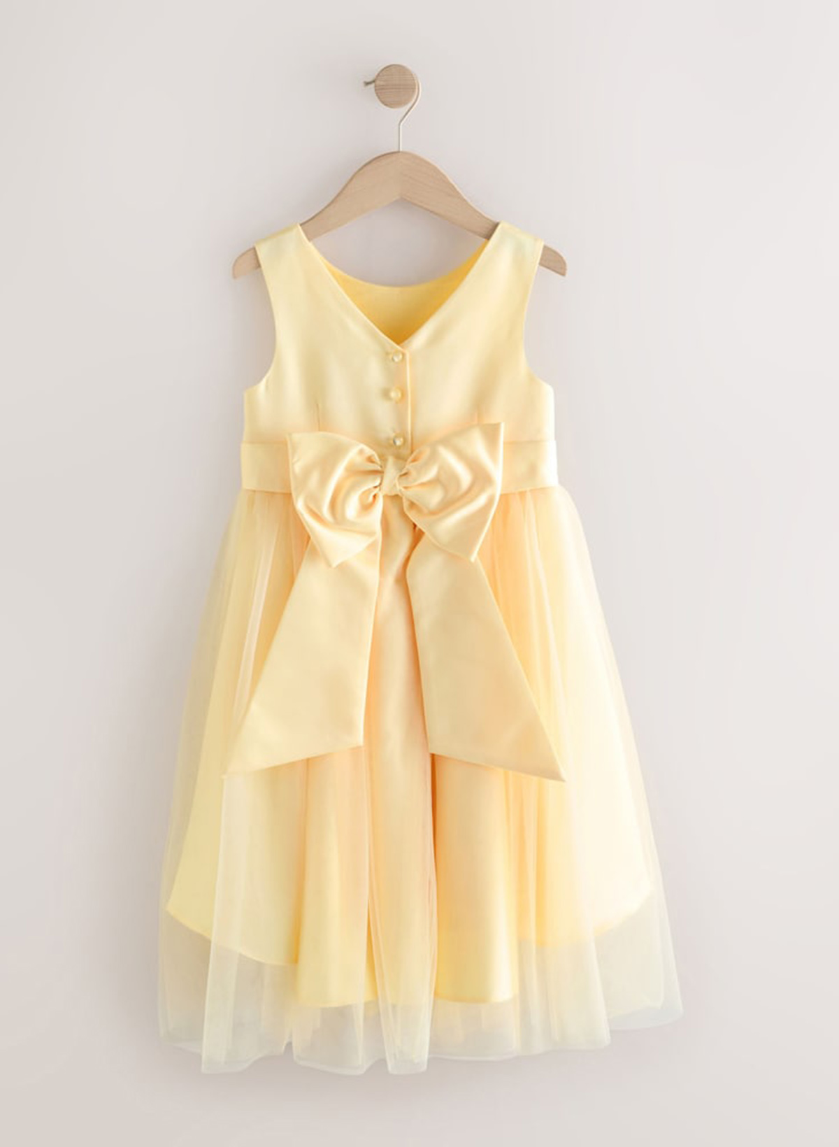 A-Line Scoop Neck Sleeveless Tea-Length Satin/Tulle Flower Girl Dresses With Bow(s)