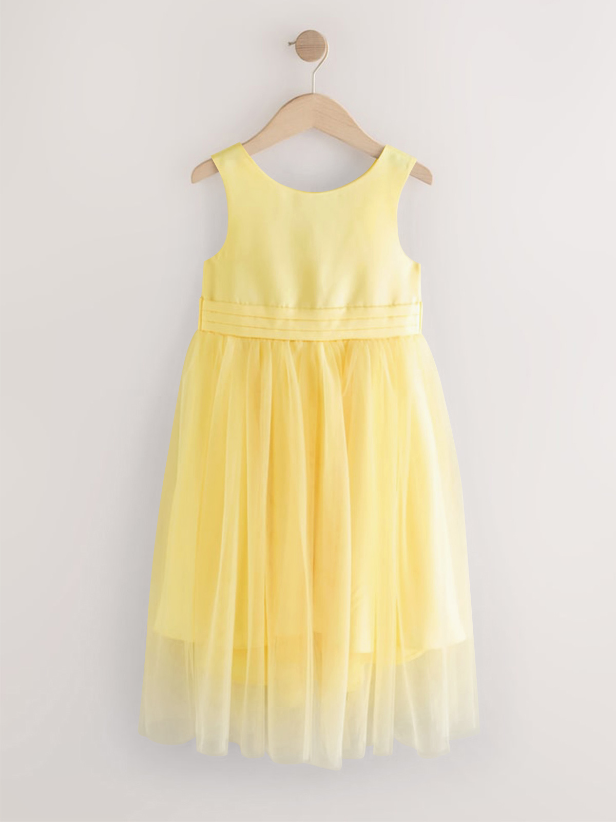 A-Line Scoop Neck Sleeveless Tea-Length Satin/Tulle Flower Girl Dresses With Bow(s)