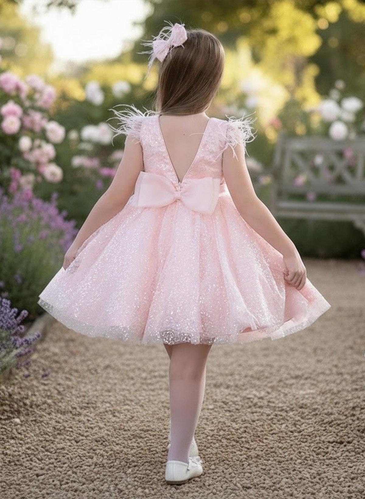 A-Line Scoop Neck Sleeveless Tea-Length Satin/Tulle Flower Girl Dresses With Bow(s)