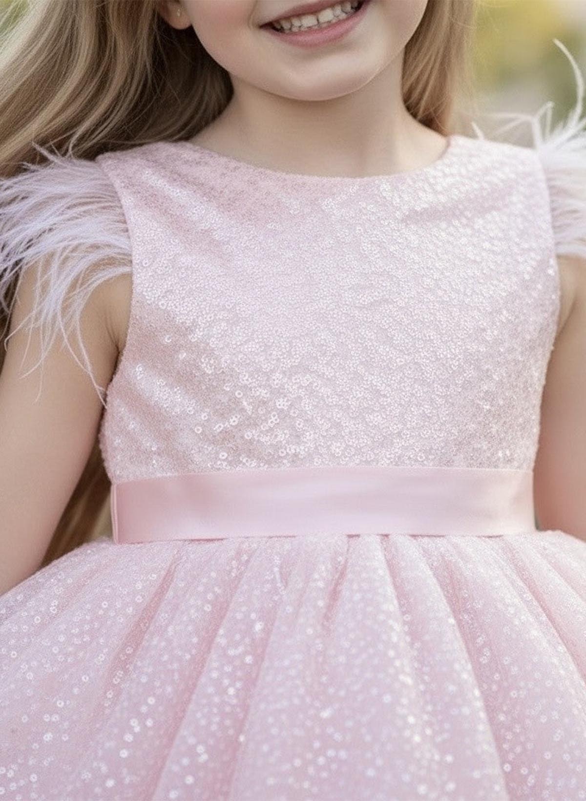 A-Line Scoop Neck Sleeveless Tea-Length Satin/Tulle Flower Girl Dresses With Bow(s)