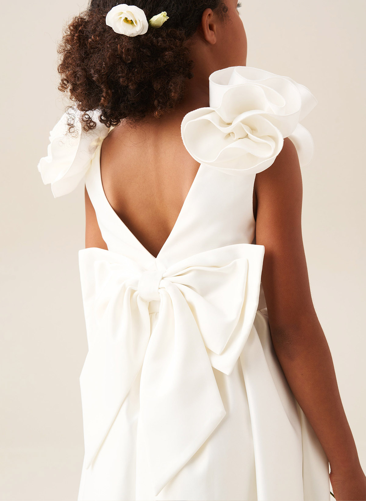 A-Line Scoop Neck Sleeveless Ankle-Length Satin Flower Girl Dresses With Bow(s)/Flower(s)