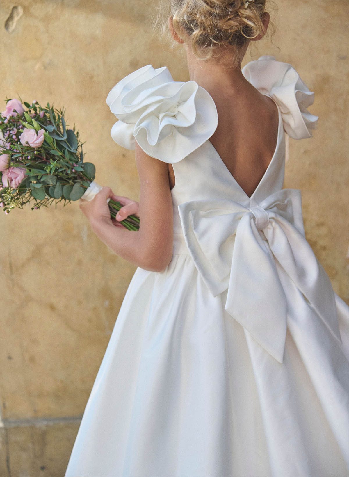 A-Line Scoop Neck Sleeveless Ankle-Length Satin Flower Girl Dresses With Bow(s)/Flower(s)
