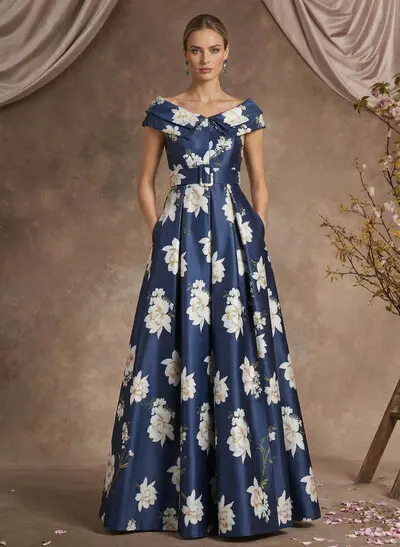 A-Line V-Neck Sleeveless Floor-Length Twill Satin Mother Of The Bride Dresses With Sash/Flower(s)