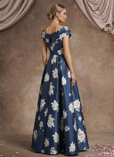 A-Line V-Neck Sleeveless Floor-Length Twill Satin Mother Of The Bride Dresses With Sash/Flower(s)