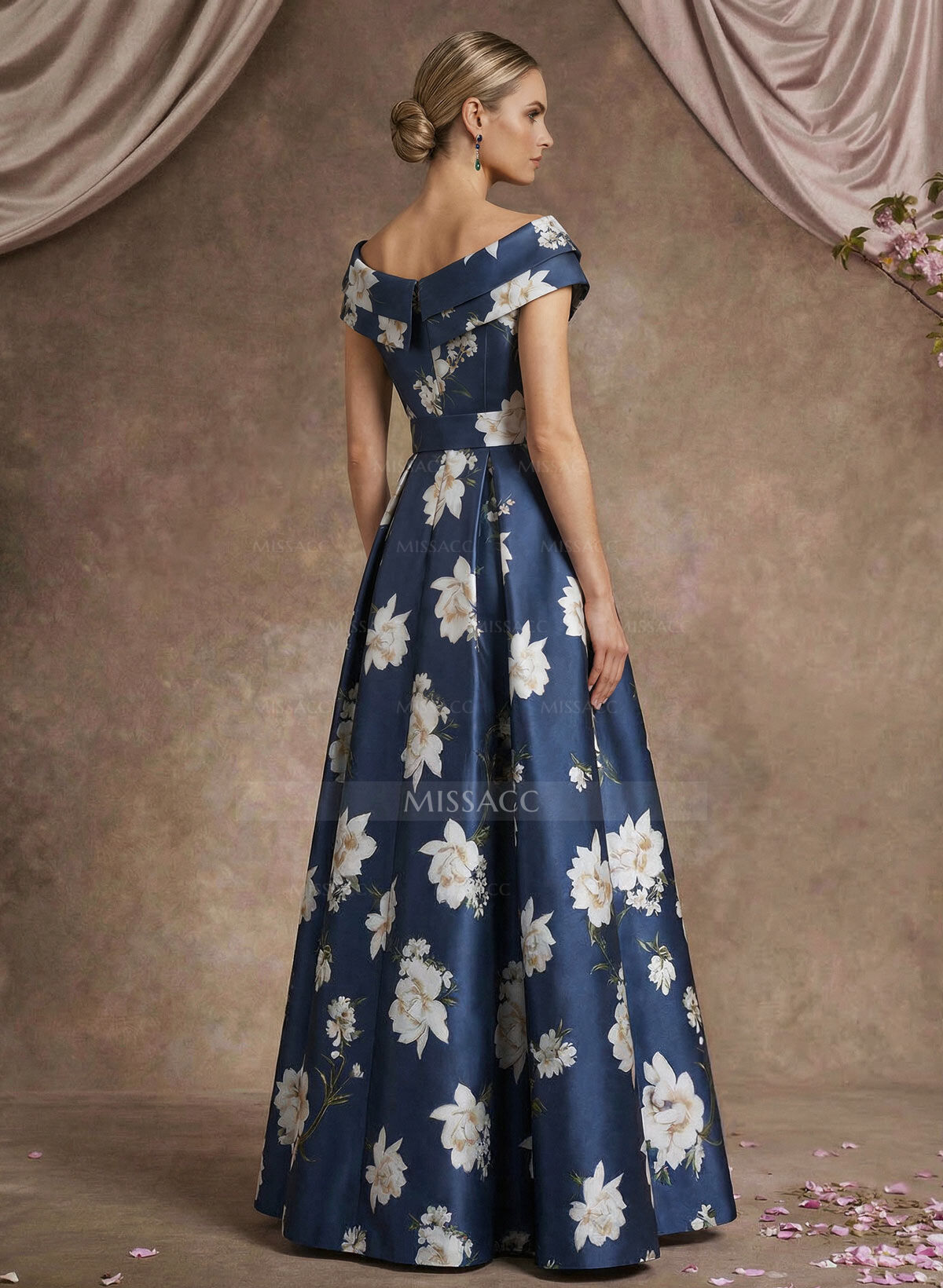 A-Line V-Neck Sleeveless Floor-Length Twill Satin Mother Of The Bride Dresses With Sash/Flower(s)