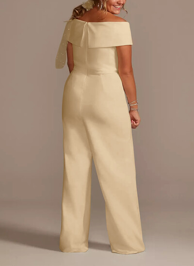 Jumpsuit/Pantsuit V-Neck Sleeveless Floor-Length Elastic Satin Mother Of The Bride Dresses