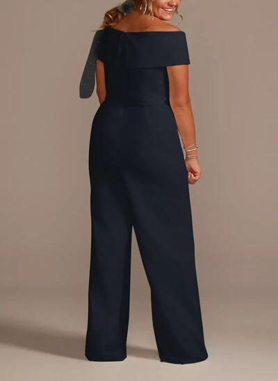 Jumpsuit/Pantsuit V-Neck Sleeveless Floor-Length Elastic Satin Mother Of The Bride Dresses