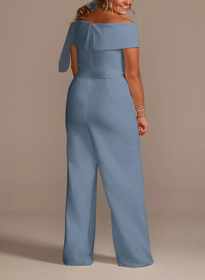 Jumpsuit/Pantsuit V-Neck Sleeveless Floor-Length Elastic Satin Mother Of The Bride Dresses