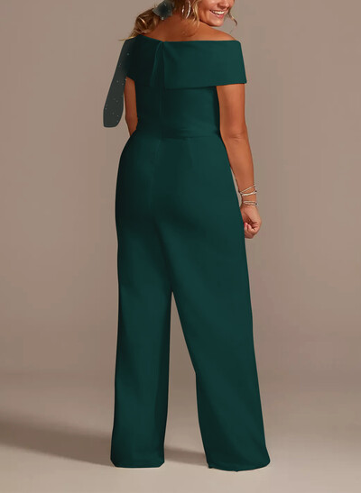 Jumpsuit/Pantsuit V-Neck Sleeveless Floor-Length Elastic Satin Mother Of The Bride Dresses