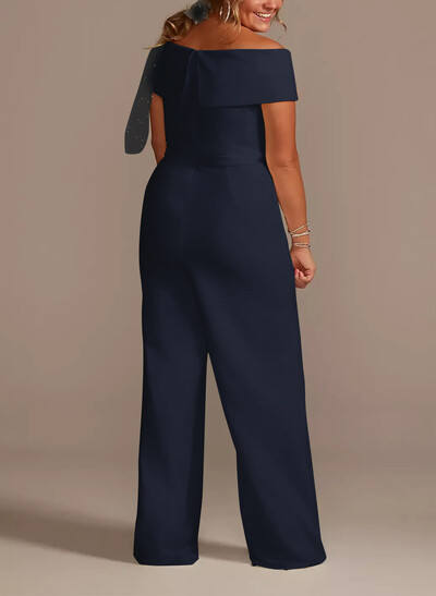 Jumpsuit/Pantsuit V-Neck Sleeveless Floor-Length Elastic Satin Mother Of The Bride Dresses