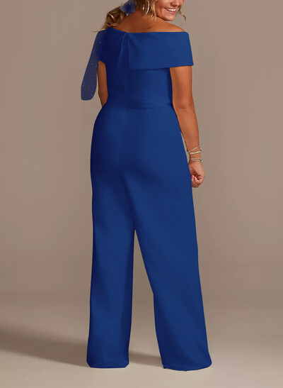 Jumpsuit/Pantsuit V-Neck Sleeveless Floor-Length Elastic Satin Mother Of The Bride Dresses