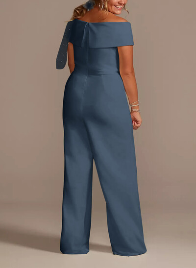 Jumpsuit/Pantsuit V-Neck Sleeveless Floor-Length Elastic Satin Mother Of The Bride Dresses