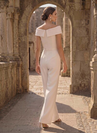 Jumpsuit/Pantsuit V-Neck Sleeveless Floor-Length Elastic Satin Mother Of The Bride Dresses