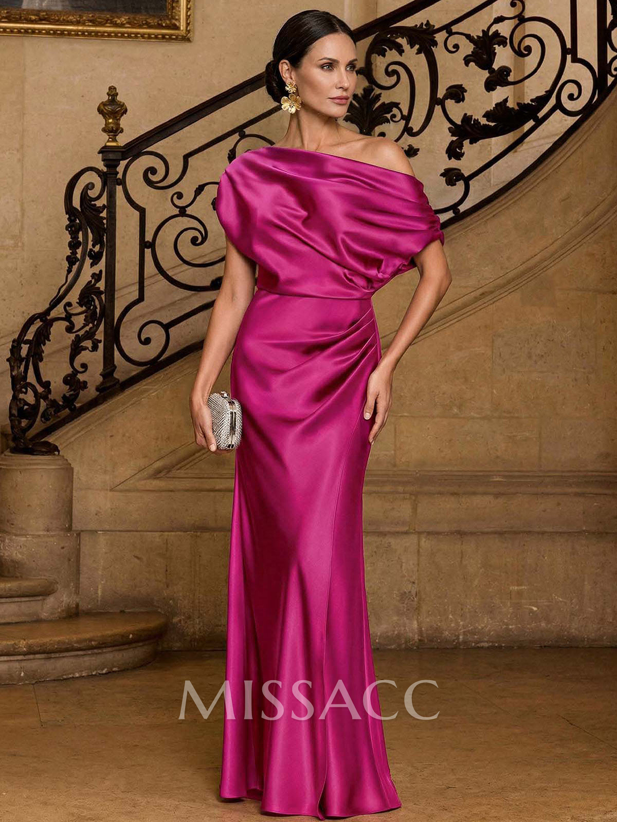 Sheath/Column Asymmetrical Sleeveless Floor-Length Matte Satin Mother Of The Bride Dresses
