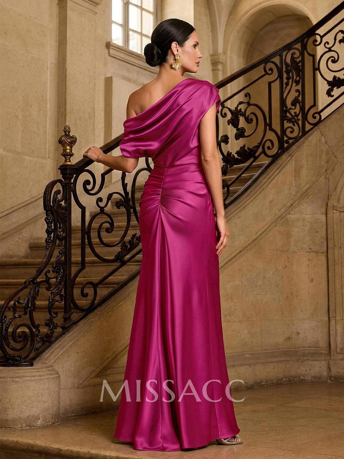 Sheath/Column Asymmetrical Sleeveless Floor-Length Matte Satin Mother Of The Bride Dresses