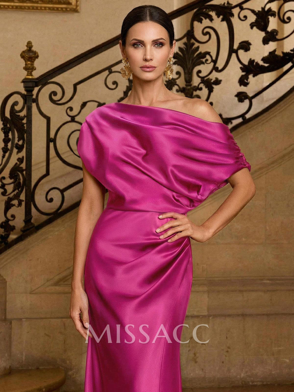 Sheath/Column Asymmetrical Sleeveless Floor-Length Matte Satin Mother Of The Bride Dresses Sheath/Column Asymmetrical Sleeveless Floor-Length Matte Satin Mother Of The Bride Dresses