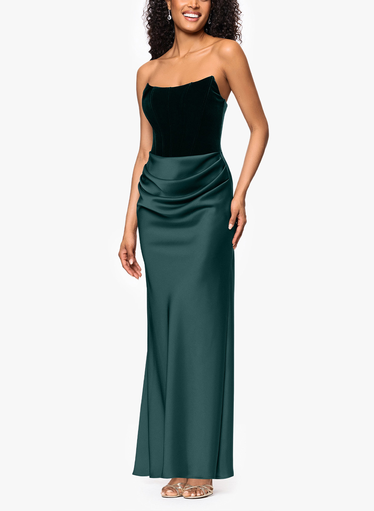 Trumpet/Mermaid Strapless Floor-Length Velvet/Acetate Satin Mother Of The Bride Dresses