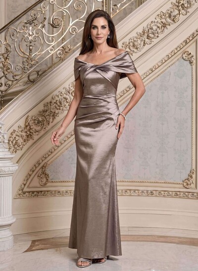 Trumpet/Mermaid Off-The-Shoulder Floor-Length Stretch Satin Knit Mother Of The Bride Dresses