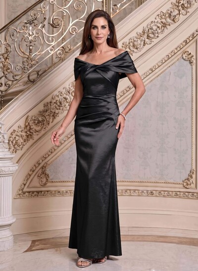 Trumpet/Mermaid Off-The-Shoulder Floor-Length Stretch Satin Knit Mother Of The Bride Dresses