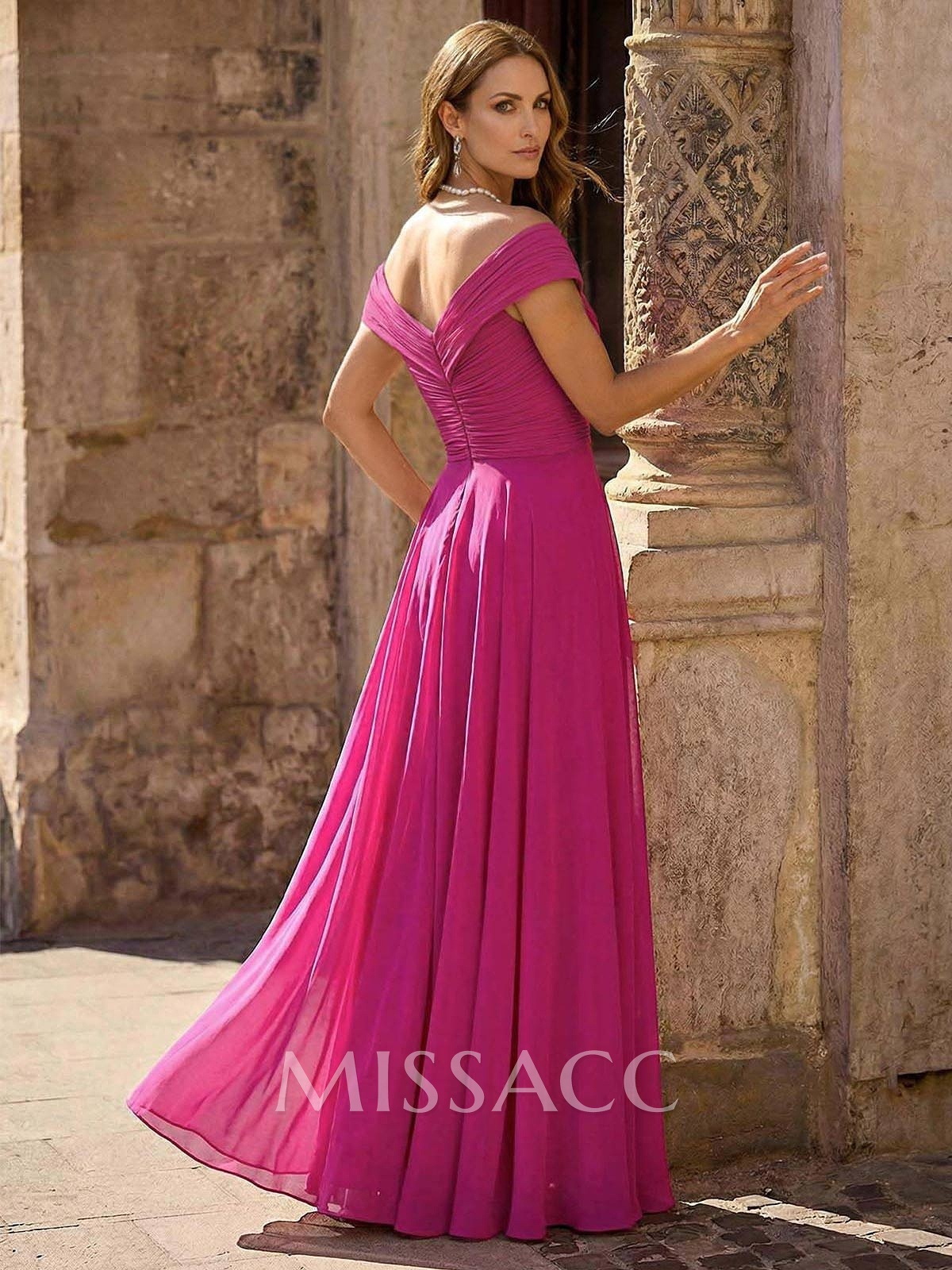 A-Line Off-The-Shoulder Sleeveless Floor-Length Chiffon Mother Of The Bride Dresses With Flower(s) A-Line Off-The-Shoulder Sleeveless Floor-Length Chiffon Mother Of The Bride Dresses With Flower(s)