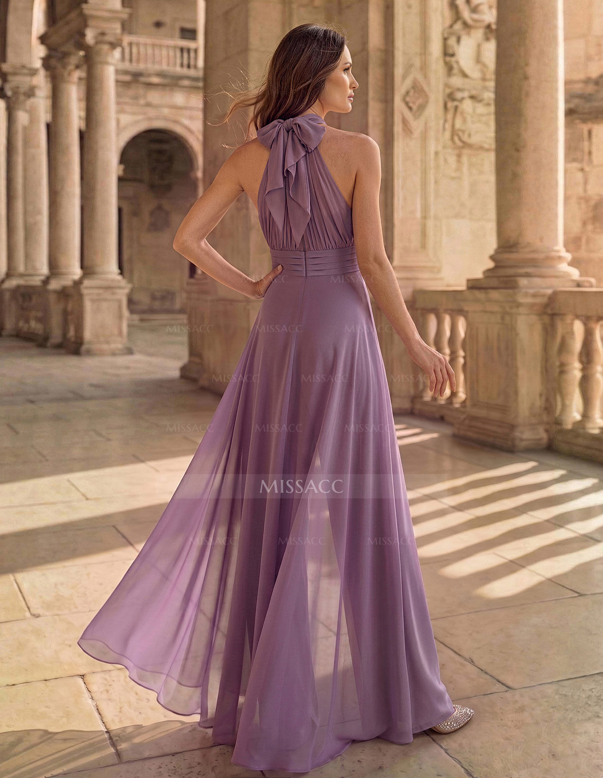 Jumpsuit/Pantsuit Sleeveless Floor-Length Chiffon Mother Of The Bride Dresses With Bow(s)/Overskirt Dress