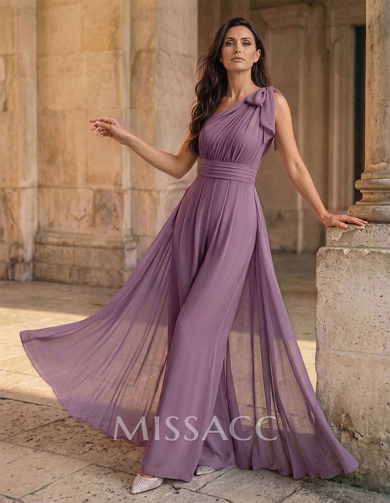 Jumpsuit/Pantsuit Sleeveless Floor-Length Chiffon Mother Of The Bride Dresses With Bow(s)/Overskirt Dress Jumpsuit/Pantsuit Sleeveless Floor-Length Chiffon Mother Of The Bride Dresses With Bow(s)/Overskirt Dress
