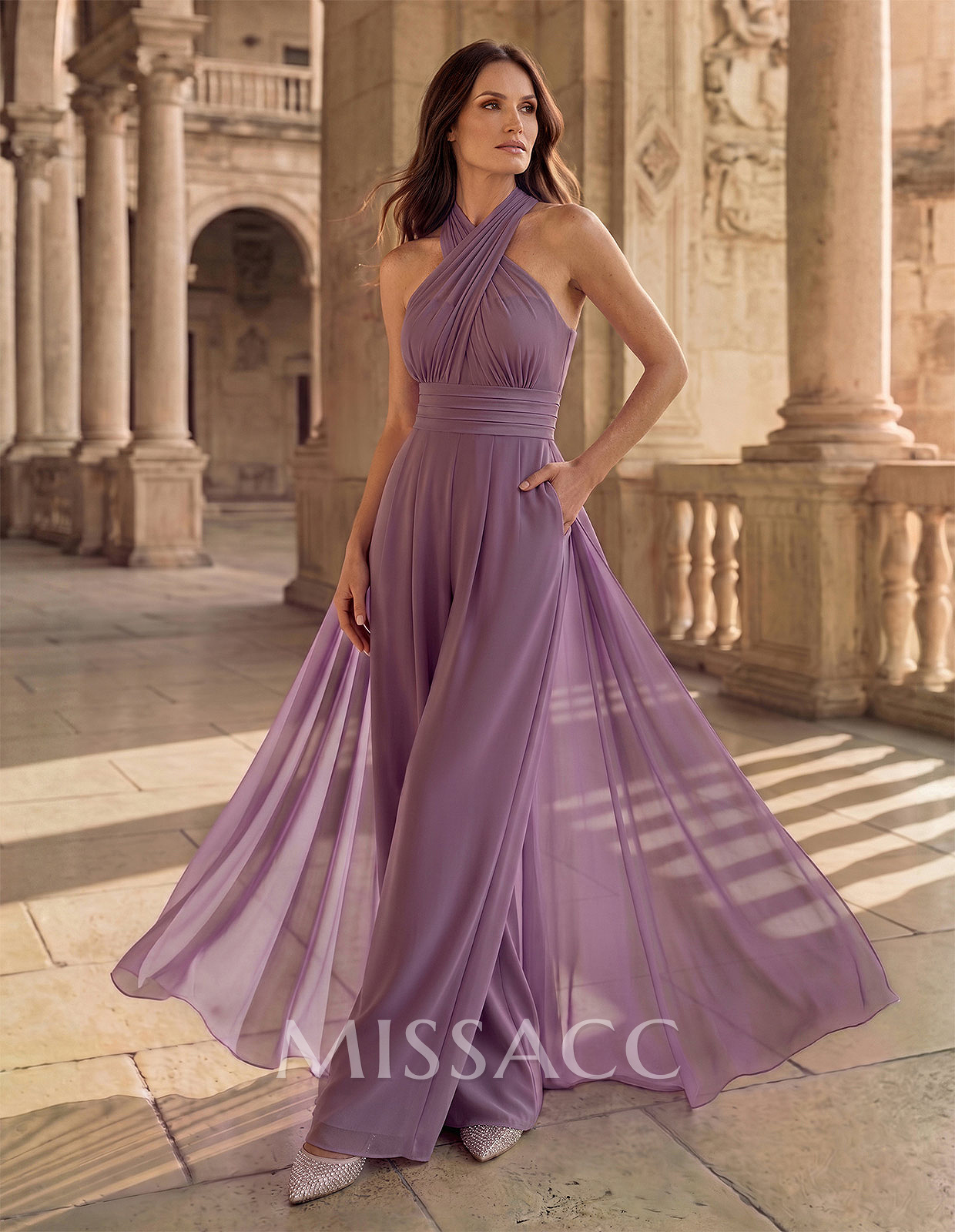 Jumpsuit/Pantsuit Sleeveless Floor-Length Chiffon Mother Of The Bride Dresses With Bow(s)/Overskirt Dress Jumpsuit/Pantsuit Sleeveless Floor-Length Chiffon Mother Of The Bride Dresses With Bow(s)/Overskirt Dress