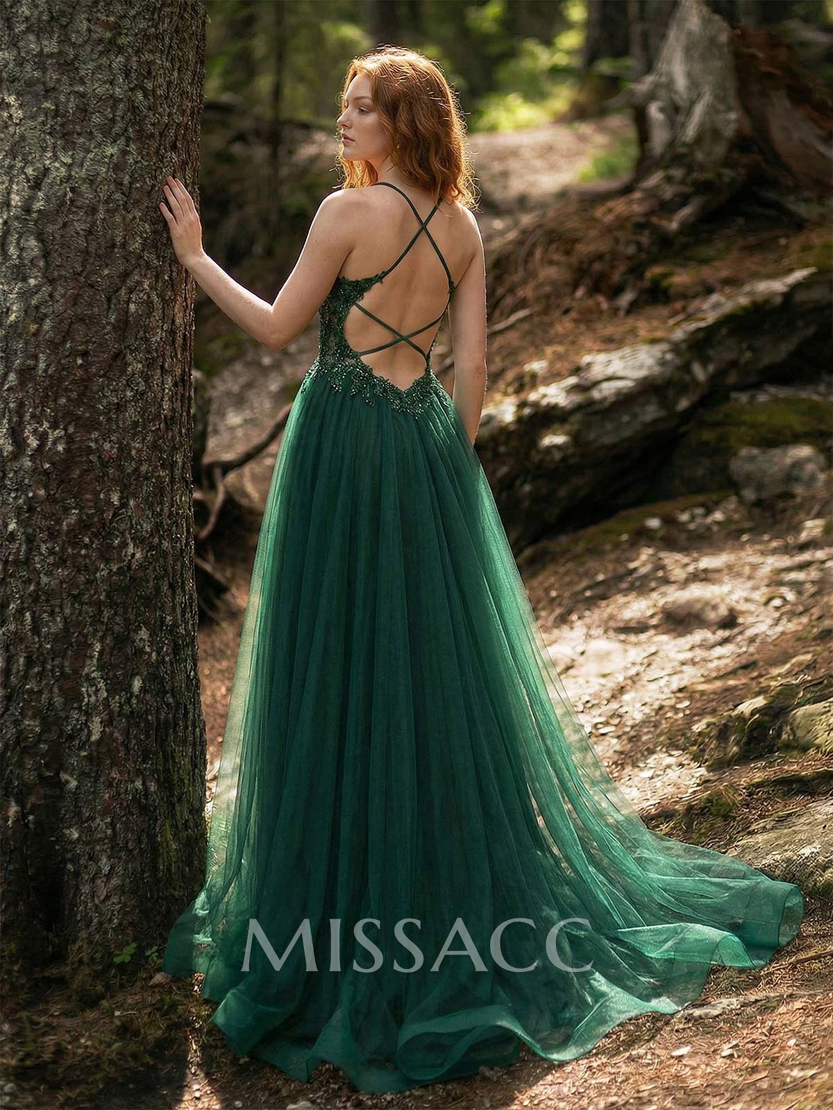 A-Line Sweetheart Sweep Train Tulle Prom Dresses With Appliques Lace/Back Hole/High Split A-Line Sweetheart Sweep Train Tulle Prom Dresses With Appliques Lace/Back Hole/High Split